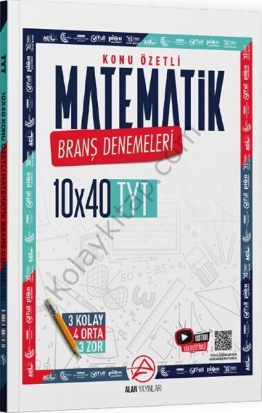 Alan Yayınları TYT Matematik Konu Özetli 10 x 40 Branş Denemeleri