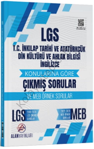 Alan Yayınları 8. Sınıf LGS T.C. İnkılap Tarihi ve Atatürkçülük Din Kültürü ve İngilizce Konularına Göre Çıkmış Sorular