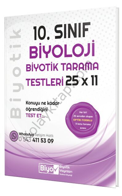 Biyotik Yayınları 10. Sınıf Biyoloji 25 x 11 Biyotik Tarama Testleri