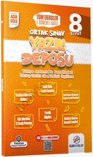 Alan Yayınları 8. Sınıf Tüm Dersler Ortak Sınav 1. Dönem 1. Yazılı