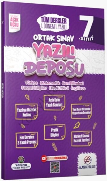 Alan Yayınları 7. Sınıf Tüm Dersler Ortak Sınav 1. Dönem 1. Yazılı