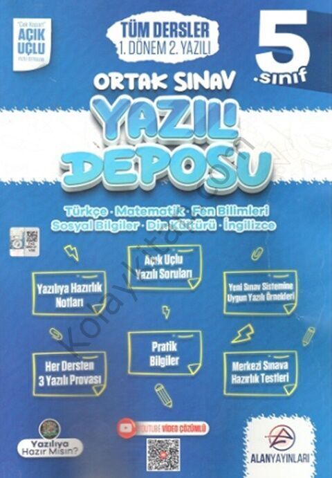 Alan Yayınları 5. Sınıf Tüm Dersler Ortak Sınav 1. Dönem 2. Yazılı