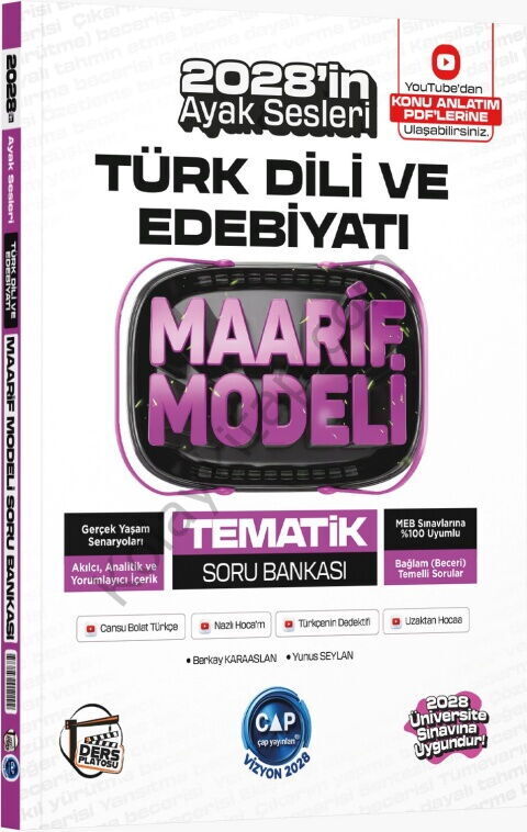 Çap Yayınları Üniversiteye Hazırlık Türk Dili ve Edebiyatı Ders Platosu Maarif Modeli Tematik Soru Bankası